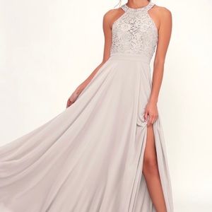 LULUS LIGHT GRAY MAXI DRESS